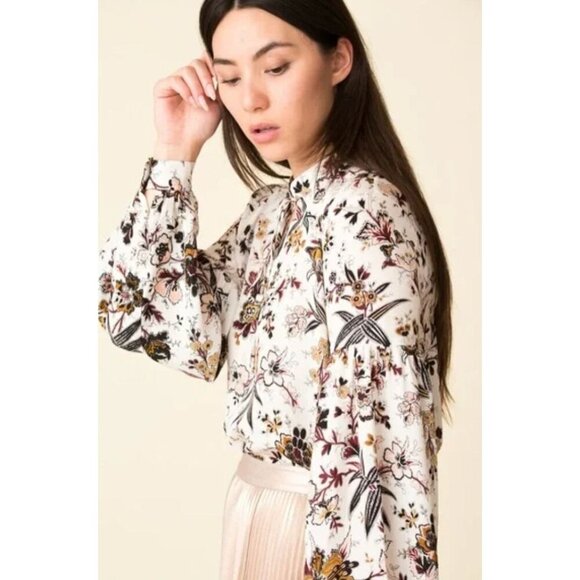 A.L.C. Tops - A.L.C. Ty Floral Printed Split Neck Silk Blouse-sz 10
